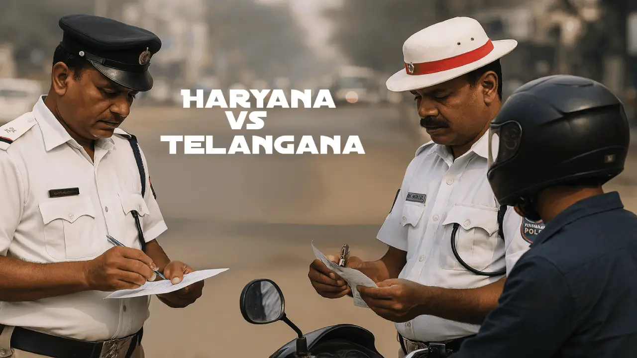 Challan Penalties Difference Between in Haryana and Telangana